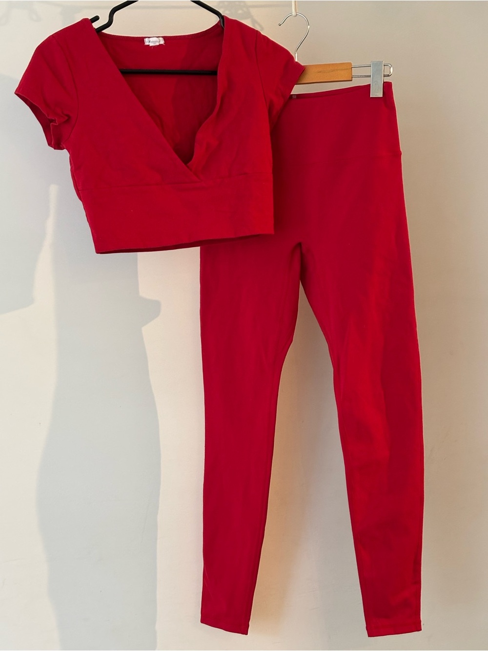 GARAGE Red Two Piece Set Crop Top and Leggings Small